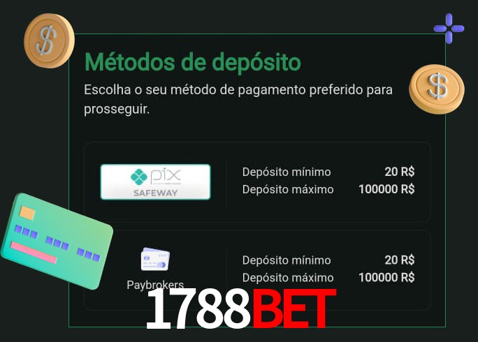 O cassino 1788bet oferece uma grande variedade de métodos de pagamento